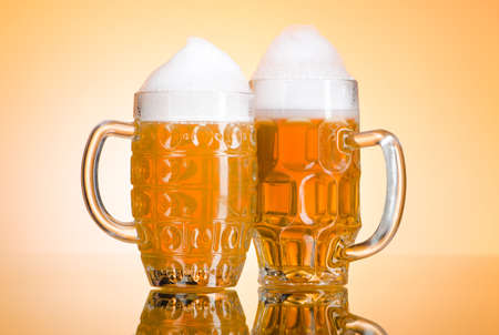 Beer glass on the tableの写真素材