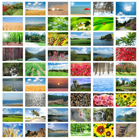 Collage of many nature photosの写真素材