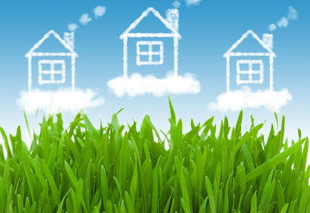 Houses in the clear sky の写真素材