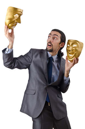 Businessman with mask concealing his identityの写真素材