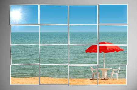 Photo cut into pieces with nature conceptの写真素材