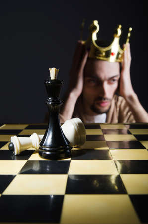 Chess player playing his gameの写真素材