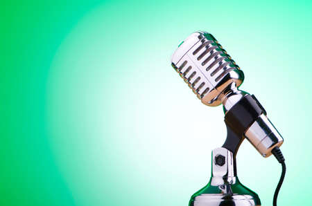 Vintage microphone against the backgroundの写真素材