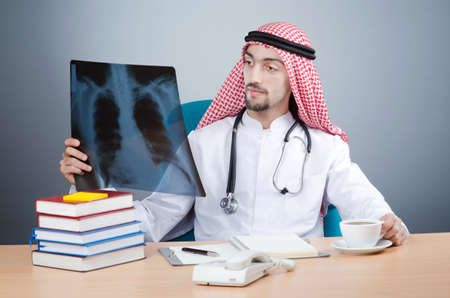 Arab doctor with x-ray printの写真素材
