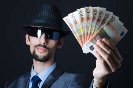 Man with counterfeir money