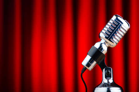 Vintage microphone against the backgroundの写真素材