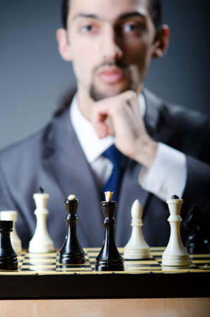 Chess player playing his gameの写真素材