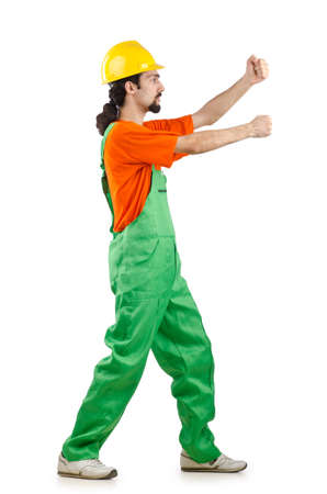 Construction worker isolated on the whiteの写真素材