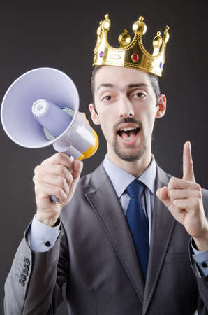Man shouting and yelling with loudspeakerの写真素材