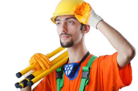 Construction worker isolated on white