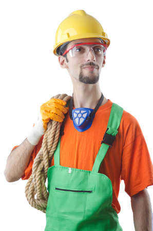 Construction worker isolated on whiteの写真素材
