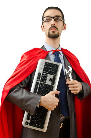 Superman isolated on the white backgroundの写真素材