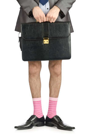 Half naked businessman on whiteのeditorial素材