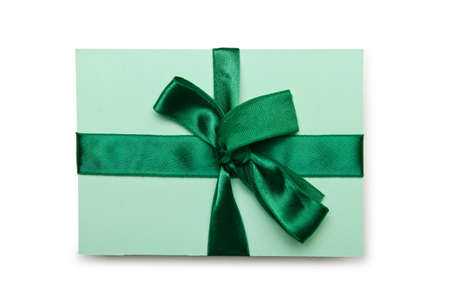 Envelope with colourful ribbon on whiteの写真素材