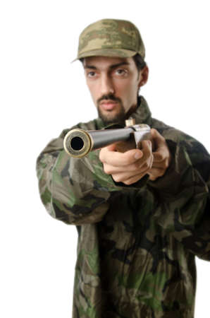 Soldier isolated on the whiteの写真素材