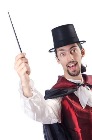 Magician isolated on the white backgroundの写真素材
