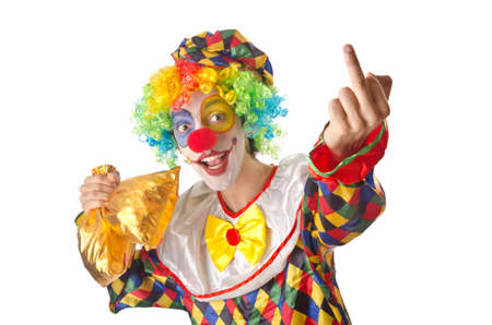Funny clown on the white