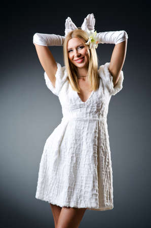 Beautiful woman in studio fashion shootingの写真素材