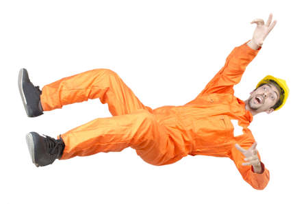 Injured worked isolated on whiteの写真素材