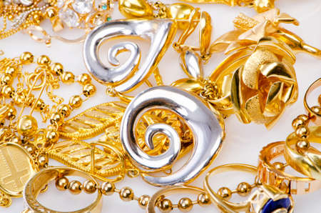 Large collection of gold jewellery の写真素材