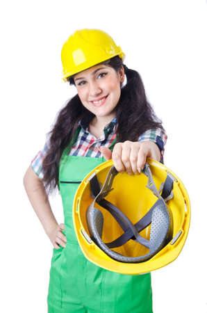 Woman worker on whiteの写真素材