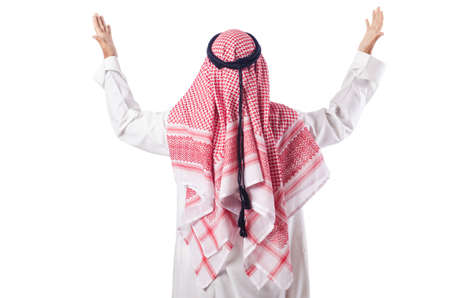 Arab man praying on the whiteの写真素材