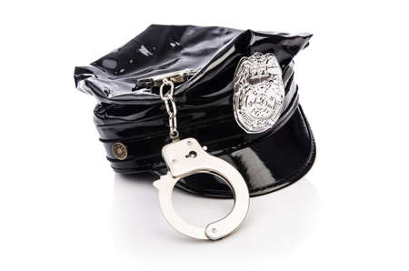 Police accessories isolated on whiteの写真素材