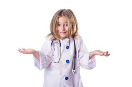 Little girl in doctor costumeの写真素材