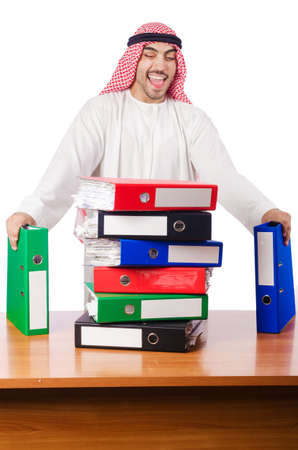 Arab businessman in business concept on whiteの写真素材
