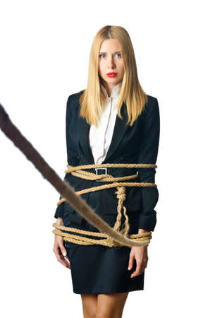Woman in business concept on whiteの写真素材