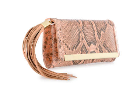 Nice elegant woman bag isolated on the whiteの写真素材