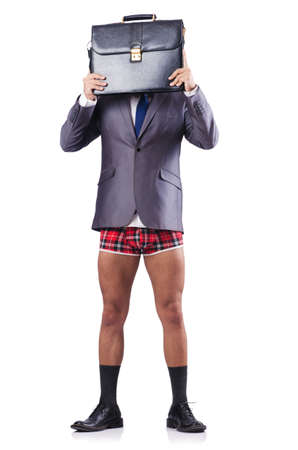 Nude businessman isolated on whiteの写真素材