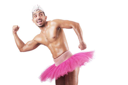 Muscular ballet performer in funny conceptの写真素材