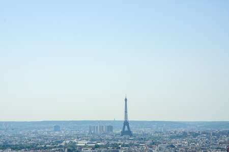 Skyline of Paris on bright summer day