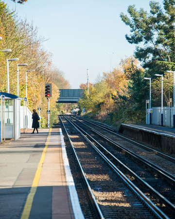 Rail tracks in bright summer dayのeditorial素材