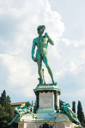 David statue at Michelangelo square in Florence Italyのeditorial素材