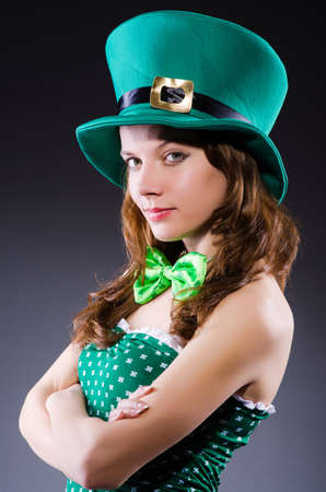Young girl in saint patrick celebration conceptの写真素材