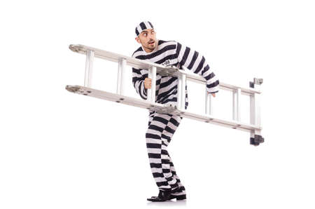 Convict criminal in striped uniformの写真素材