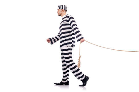 Convict criminal in striped uniformの写真素材