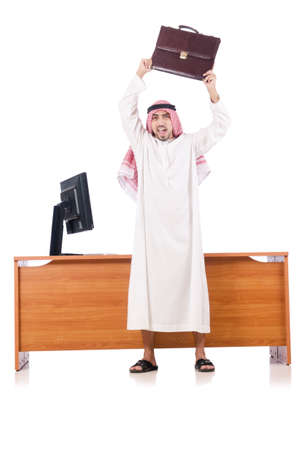 Arab man sitting at his deskの写真素材