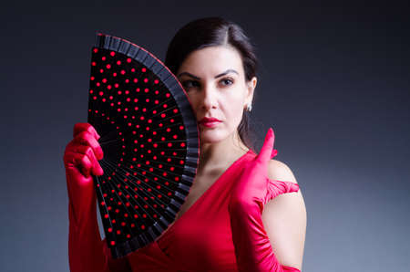 Female dancer dancing spanish dancesの写真素材