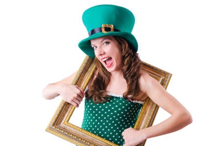 Young girl in saint patrick celebration conceptの写真素材