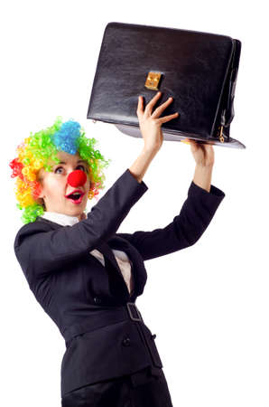 Woman clown in business suitの写真素材