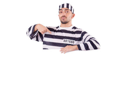 Convict criminal in striped uniformの写真素材