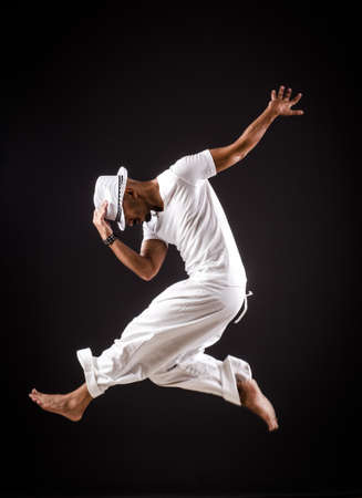 Dancer dancing dances in white clothingの写真素材