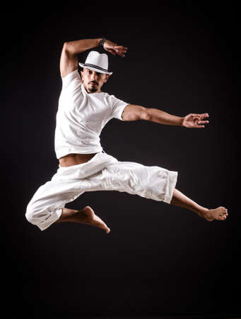 Dancer dancing dances in white clothingの写真素材
