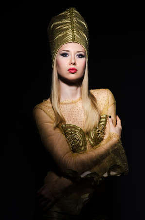 Young model in personification of egyptian beautyの写真素材