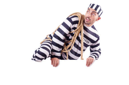 Convict criminal in striped uniformの写真素材