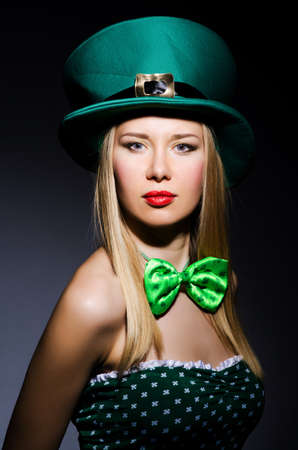Woman in saint patrick conceptの写真素材