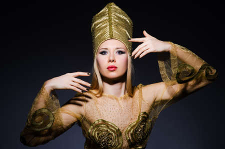 Young model in personification of egyptian beautyの写真素材